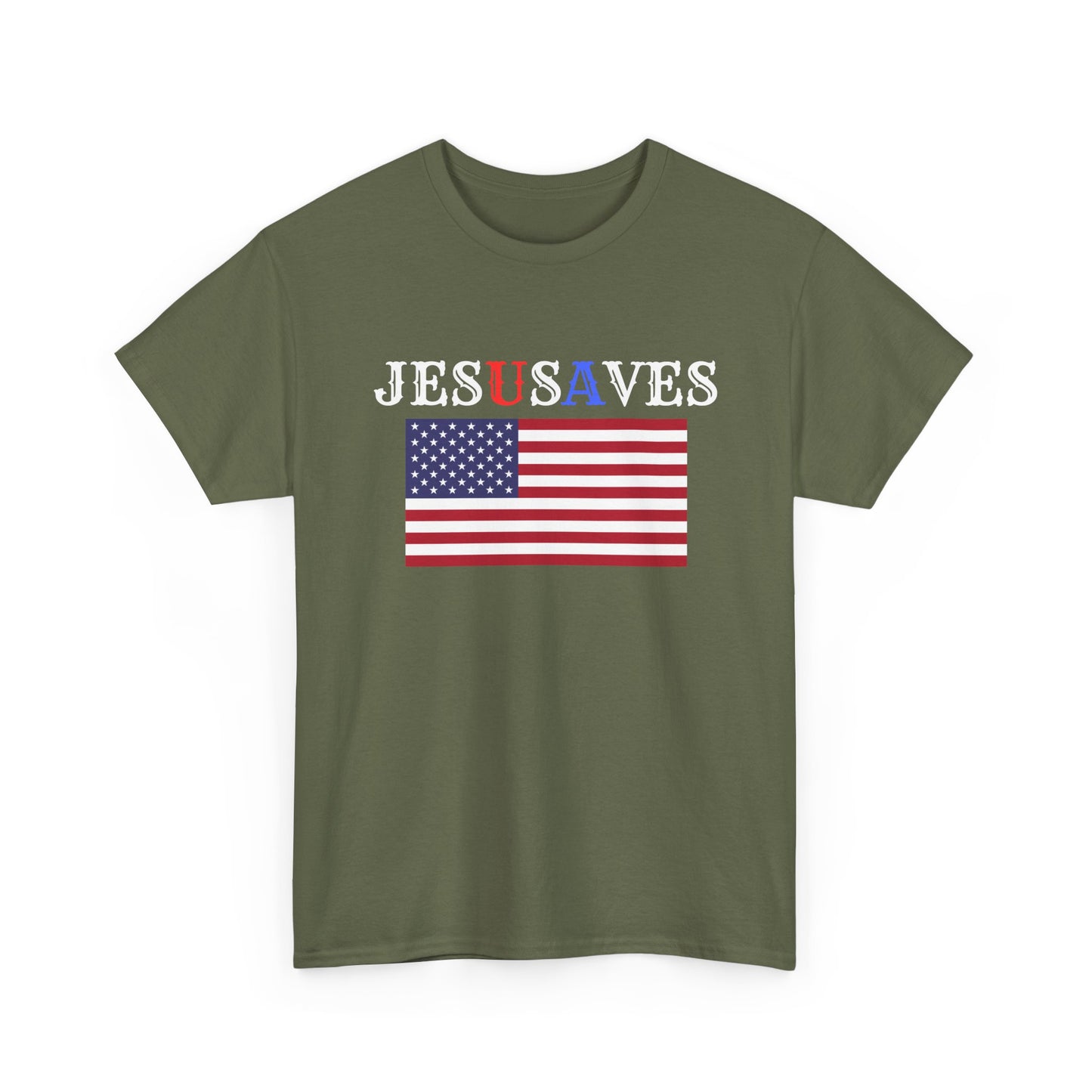 Patriotic Unisex Heavy Cotton Tee | USA Flag Graphic Shirt, Christian Witness wear, gift