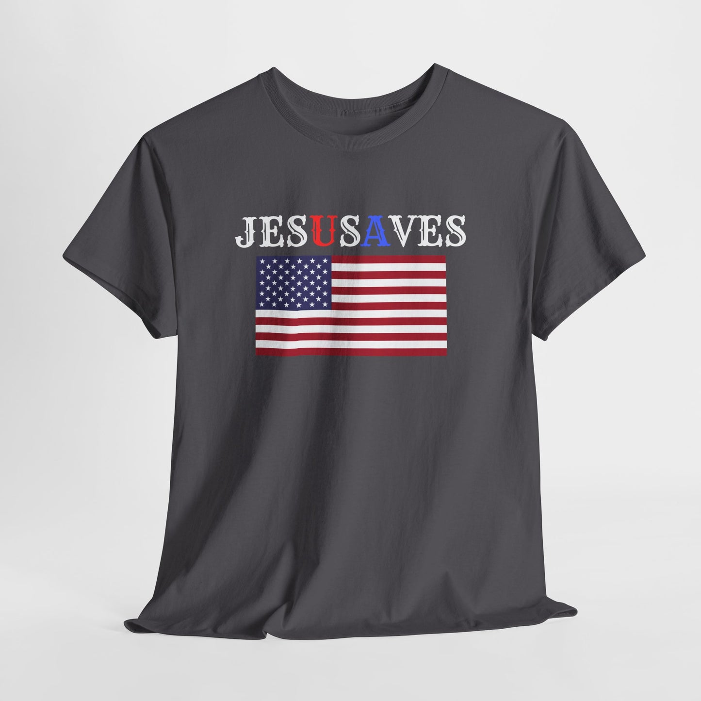 Patriotic Unisex Heavy Cotton Tee | USA Flag Graphic Shirt, Christian Witness wear, gift