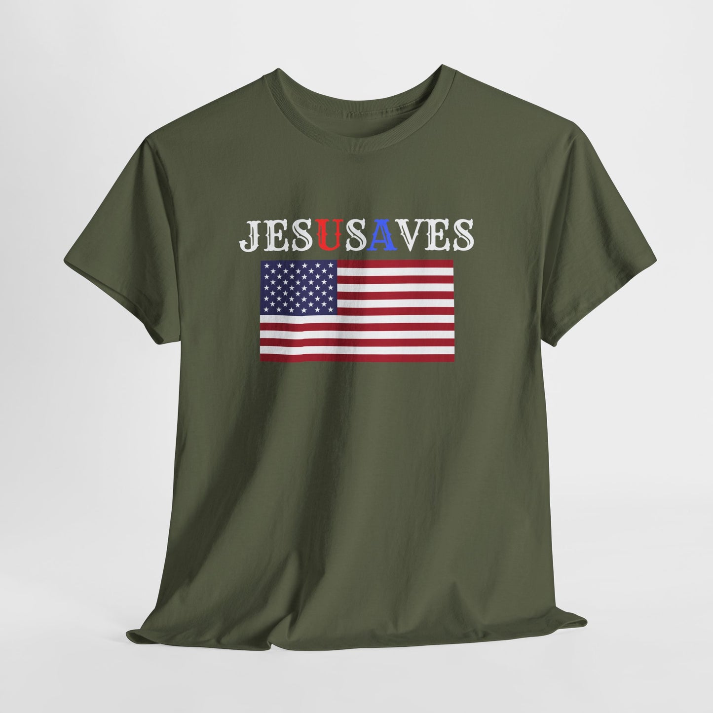 Patriotic Unisex Heavy Cotton Tee | USA Flag Graphic Shirt, Christian Witness wear, gift