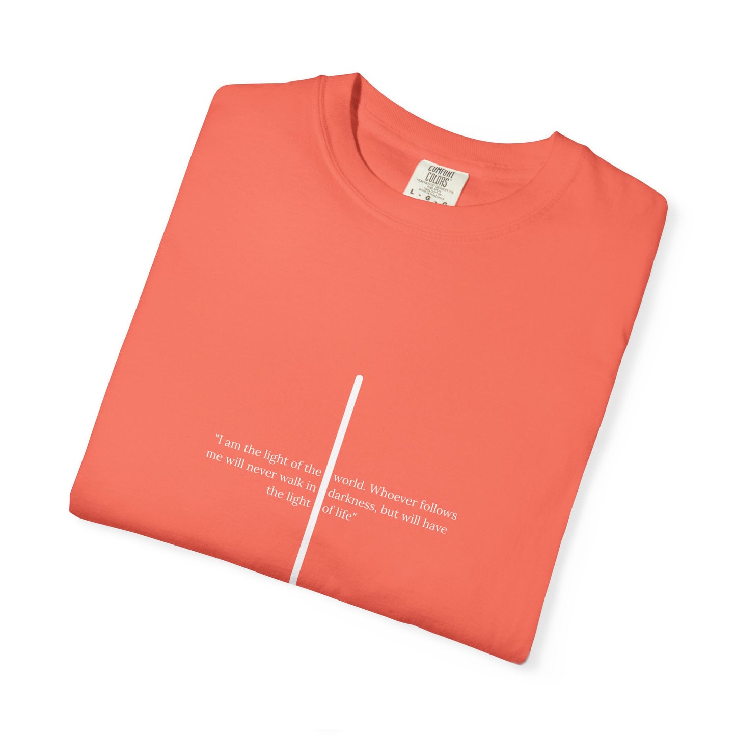 Unisex T Shirt with John 8:12 " I am the Light of the World" creating a cross shape, Witness Wear, Motivational Apparel