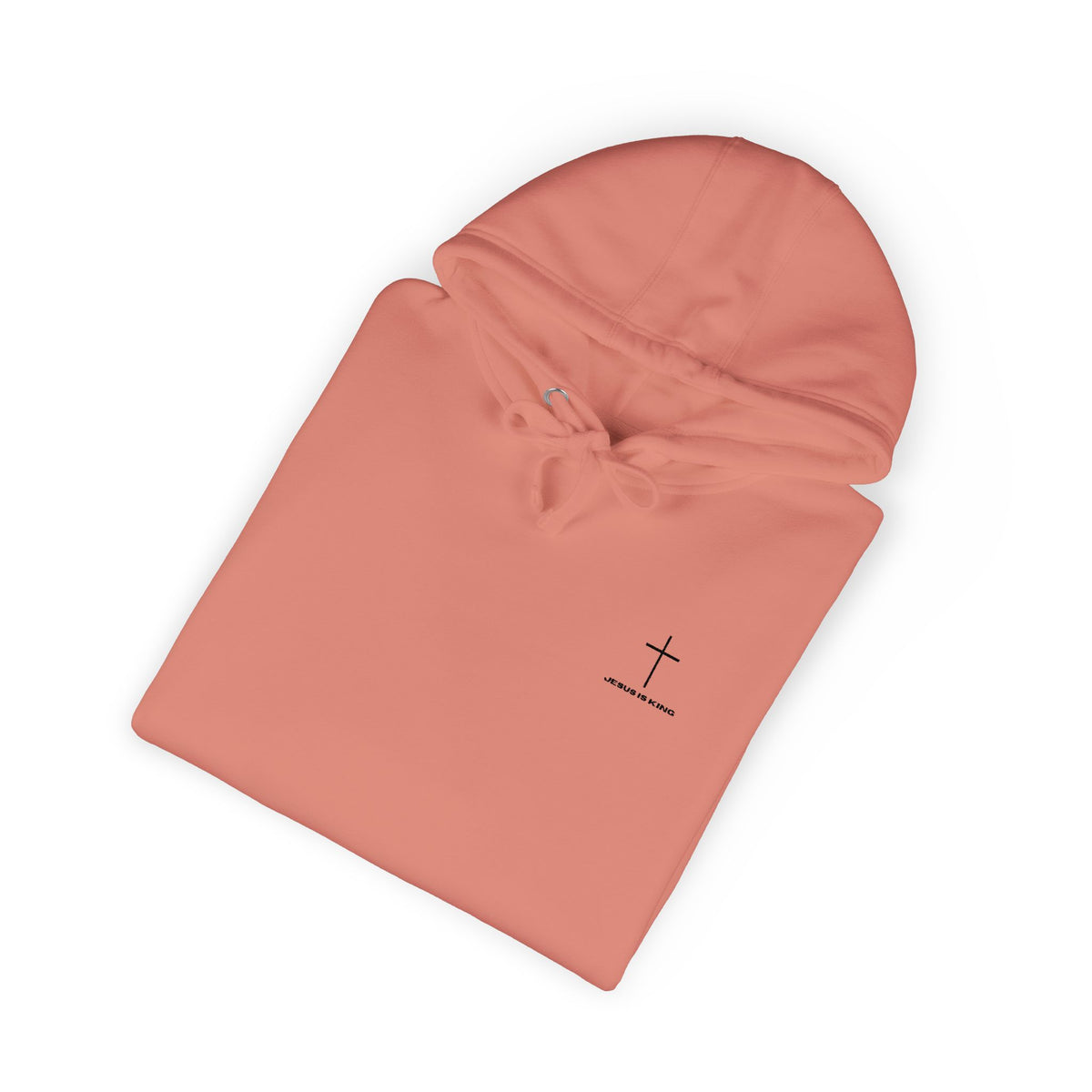 Minimal Cross Hoodie — Small Chest & Sleeve Faith Graphic