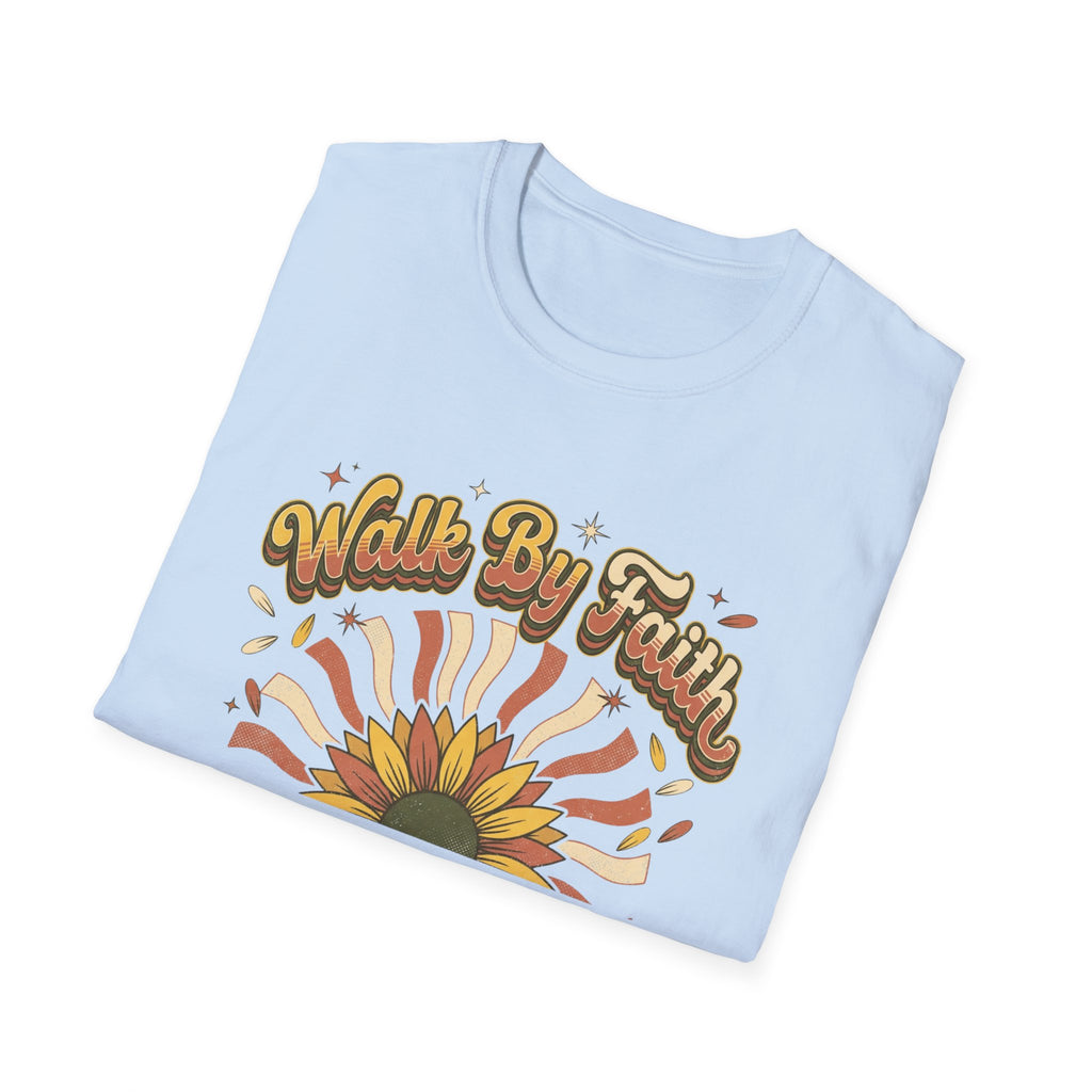 Walk by Faith Christian Sunflower Graphic T-Shirt