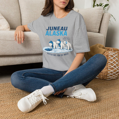 Juneau Alaska Polar Bears T-Shirt — 'Watch Out For Ice Holes' Cute Arctic Souvenir