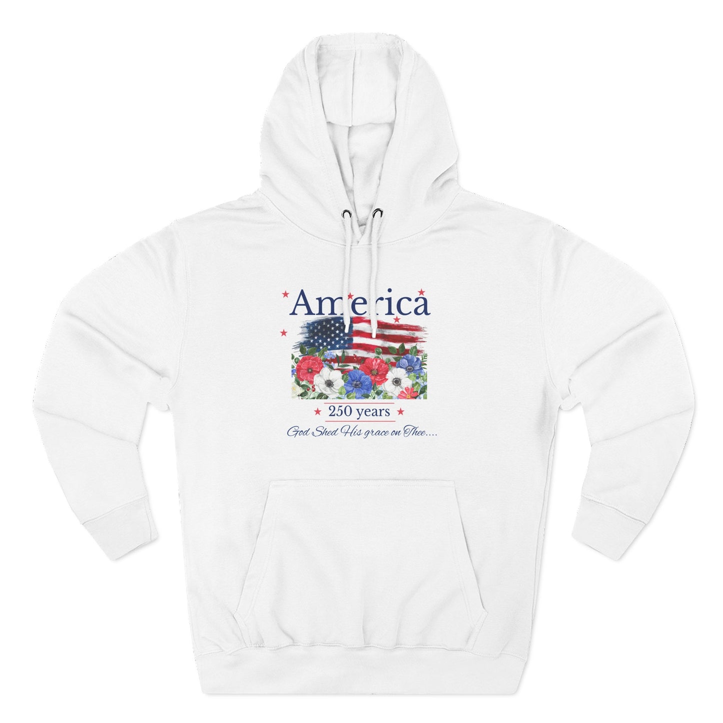 America 250th Anniversary Hoodie – Patriotic Flag & Floral Fleece Pullover