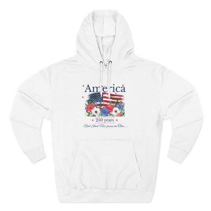 America 250th Anniversary Hoodie – Patriotic Flag & Floral Fleece Pullover