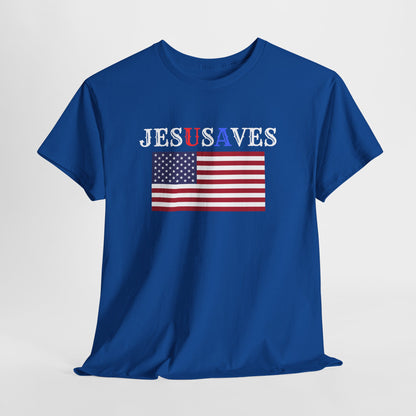 Patriotic Unisex Heavy Cotton Tee | USA Flag Graphic Shirt, Christian Witness wear, gift