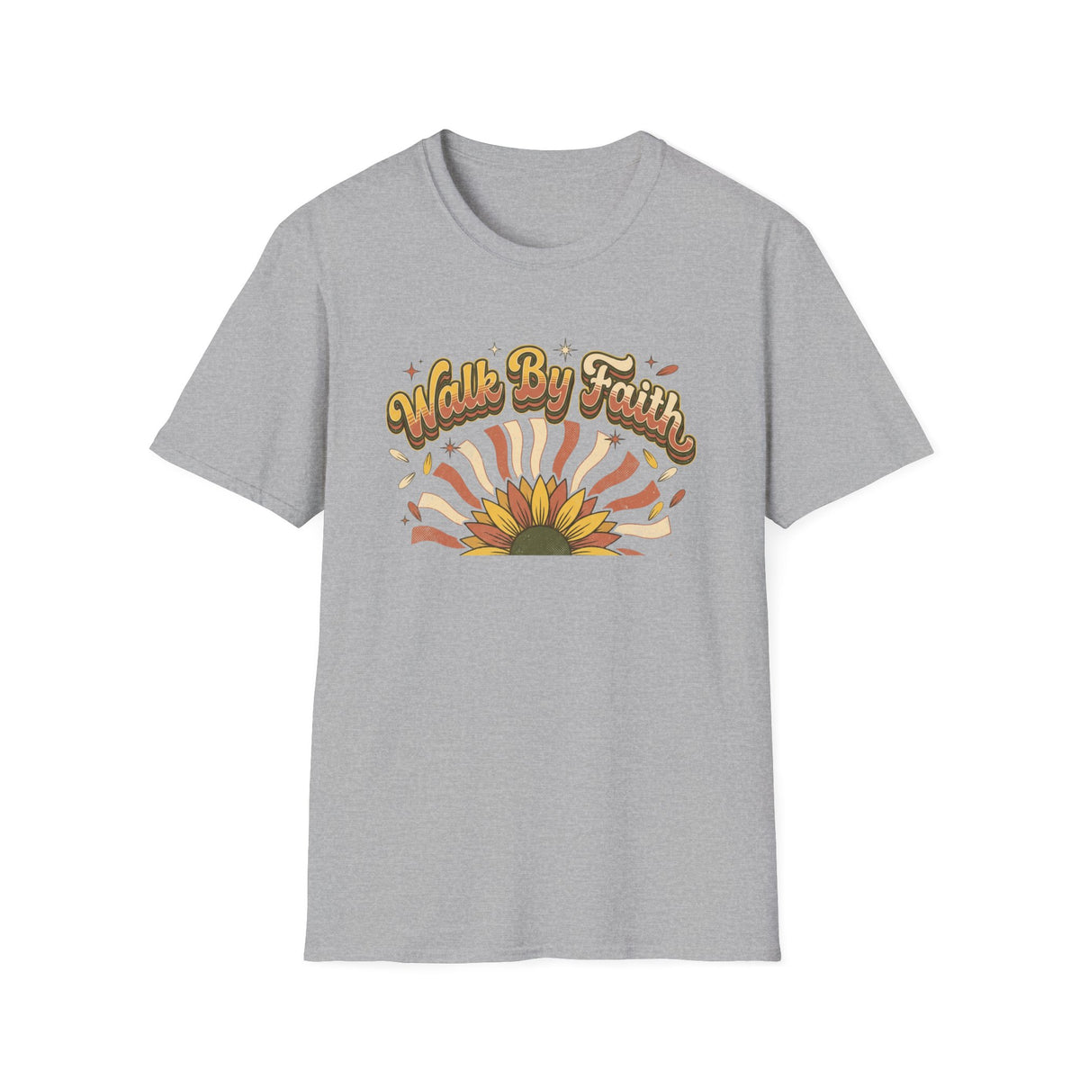 Walk by Faith Christian Sunflower Graphic T-Shirt