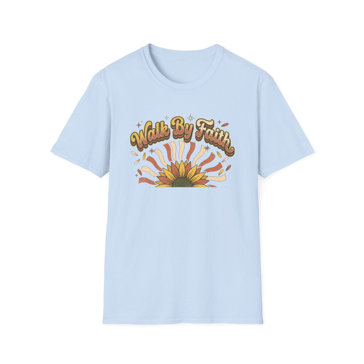 Walk by Faith Christian Sunflower Graphic T-Shirt