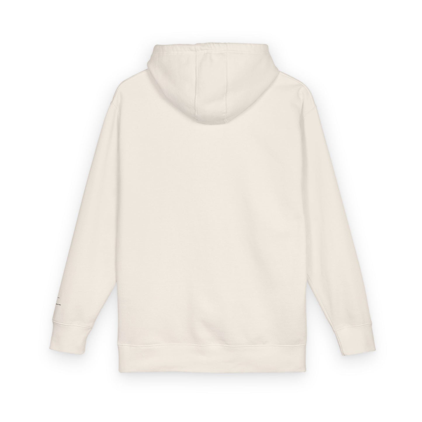 Minimal Cross Hoodie — Small Chest & Sleeve Faith Graphic