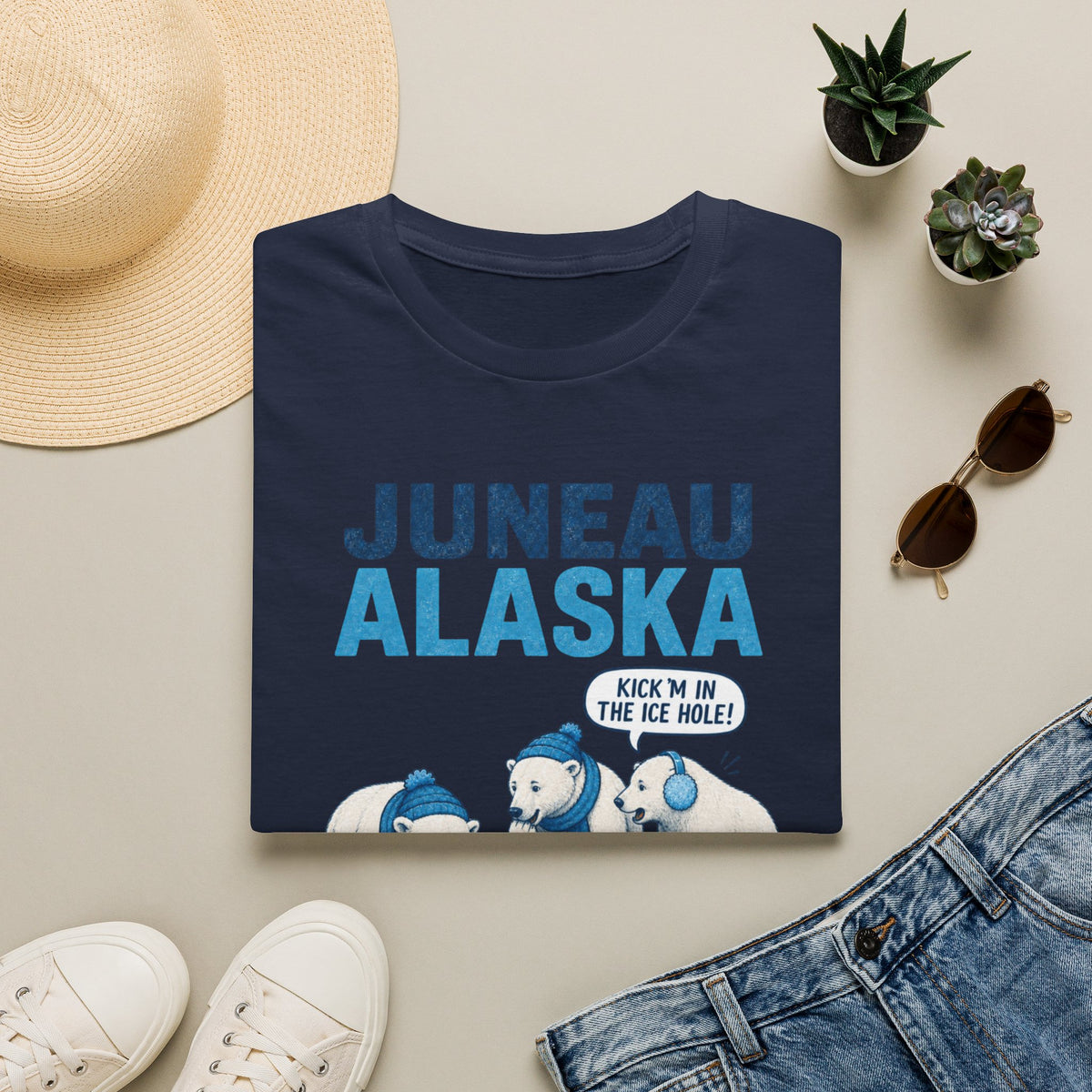 Juneau Alaska Polar Bears T-Shirt — ‘Watch Out for Ice Holes!’ Travel Souvenir Tee