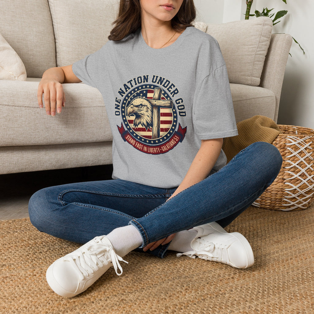 One Nation Under God Eagle American Flag T Shirt