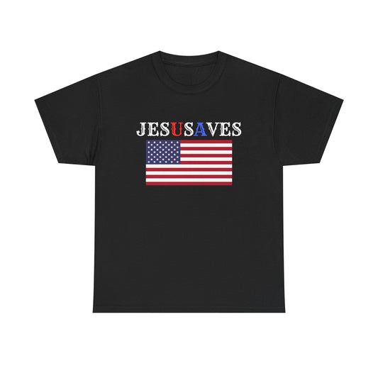 Patriotic Unisex Heavy Cotton Tee | USA Flag Graphic Shirt, Christian Witness wear, gift