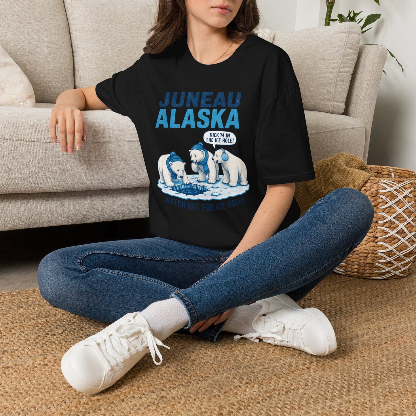 Juneau Alaska Polar Bears T-Shirt — ‘Watch Out for Ice Holes!’ Travel Souvenir Tee
