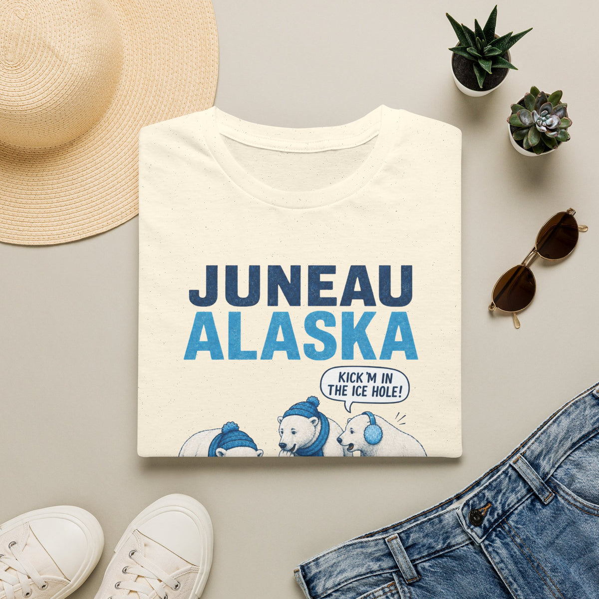 Juneau Alaska Polar Bears T-Shirt — ‘Watch Out for Ice Holes!’ Travel Souvenir Tee