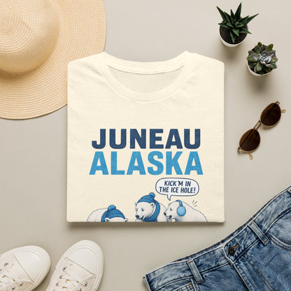 Juneau Alaska Polar Bears T-Shirt — ‘Watch Out for Ice Holes!’ Travel Souvenir Tee