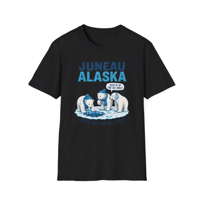 Juneau Alaska Polar Bears T-Shirt — ‘Watch Out for Ice Holes!’ Travel Souvenir Tee