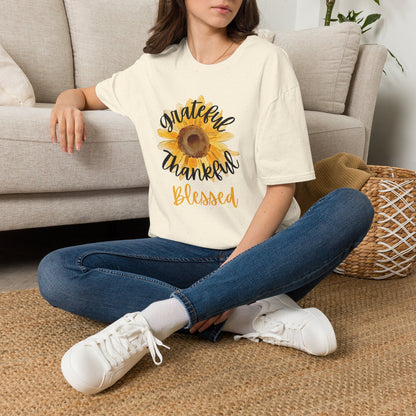 Grateful Thankful Blessed Sunflower T-Shirt