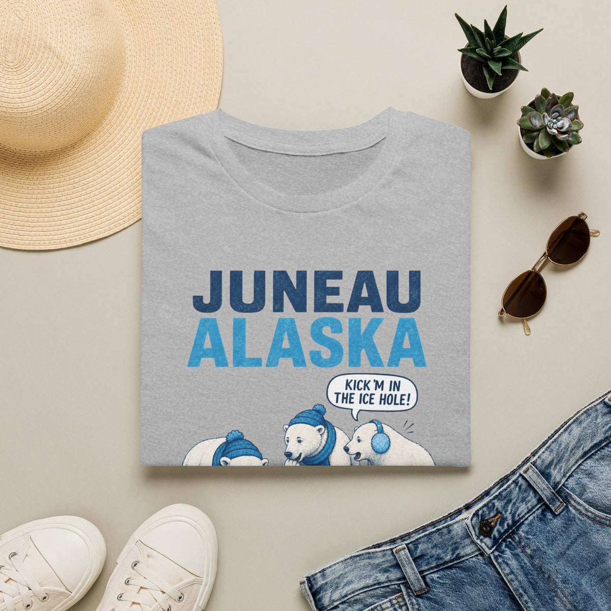 Juneau Alaska Polar Bears T-Shirt — ‘Watch Out for Ice Holes!’ Travel Souvenir Tee
