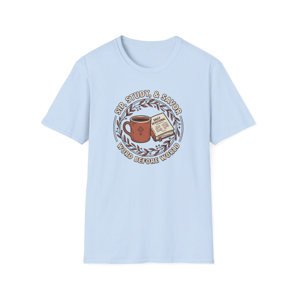 Sip, Study & Savor Coffee and Bible Lover T Shirt