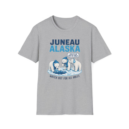 Juneau Alaska Polar Bears T-Shirt — ‘Watch Out for Ice Holes!’ Travel Souvenir Tee