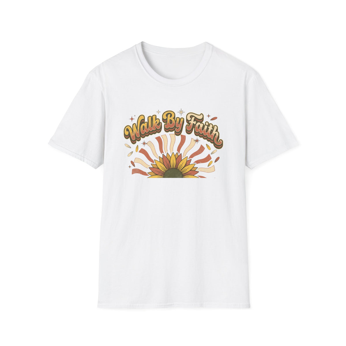 Walk by Faith Christian Sunflower Graphic T-Shirt