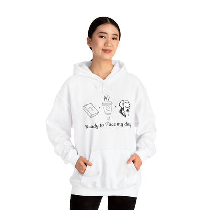 Ready to Face My Day Hoodie, Cozy Unisex Sweatshirt, Gift for Dog Lovers, Morning Motivation, Bible Study, Coffee, Relaxed Fashion
