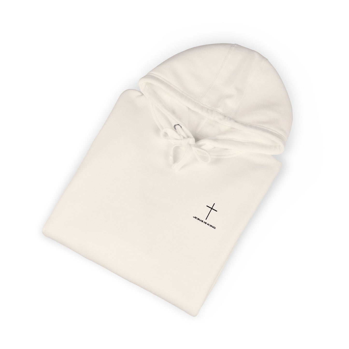 Minimal Cross Hoodie — Small Chest & Sleeve Faith Graphic