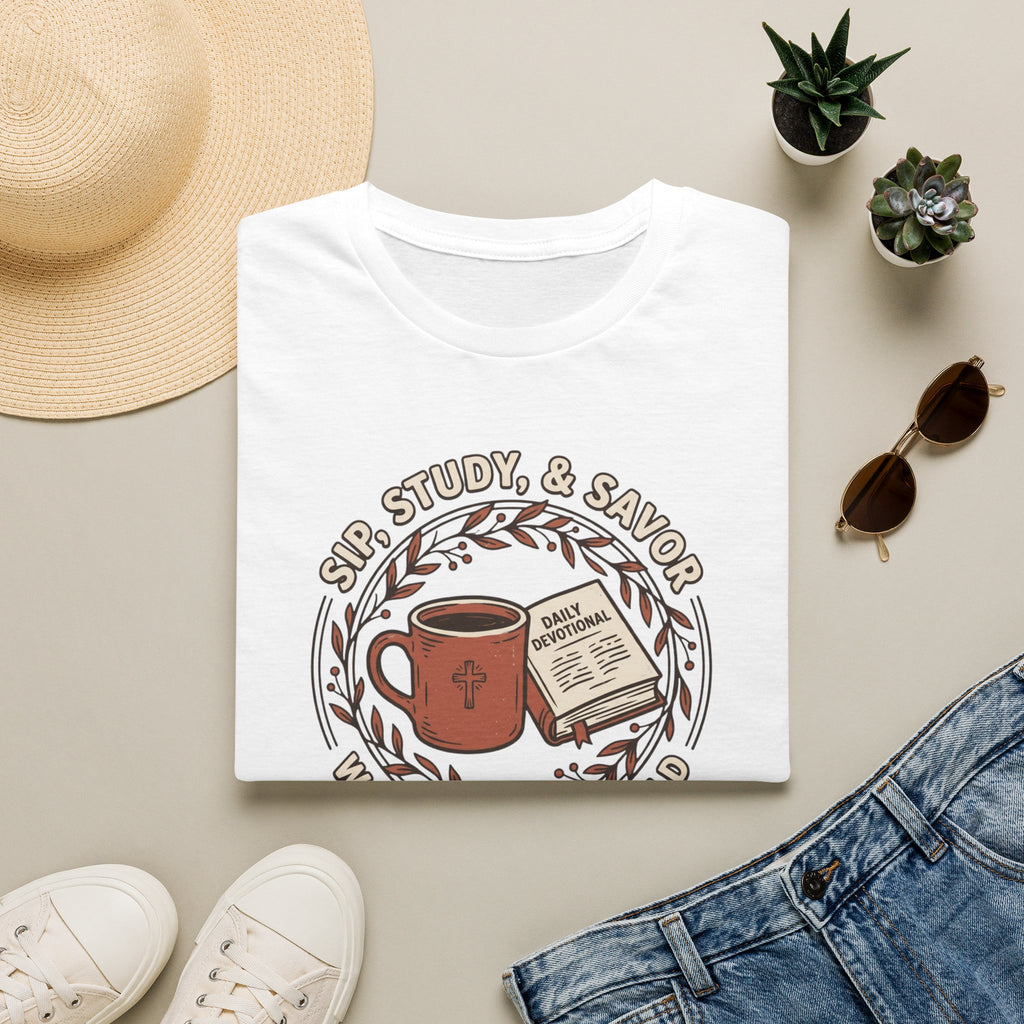 Sip, Study & Savor Coffee and Bible Lover T Shirt