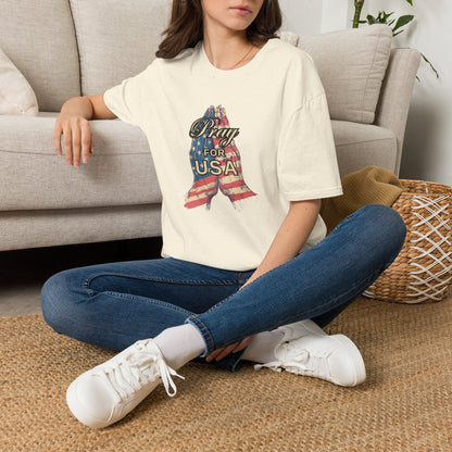 Pray for USA T-Shirt — Patriotic Praying Hands Tee