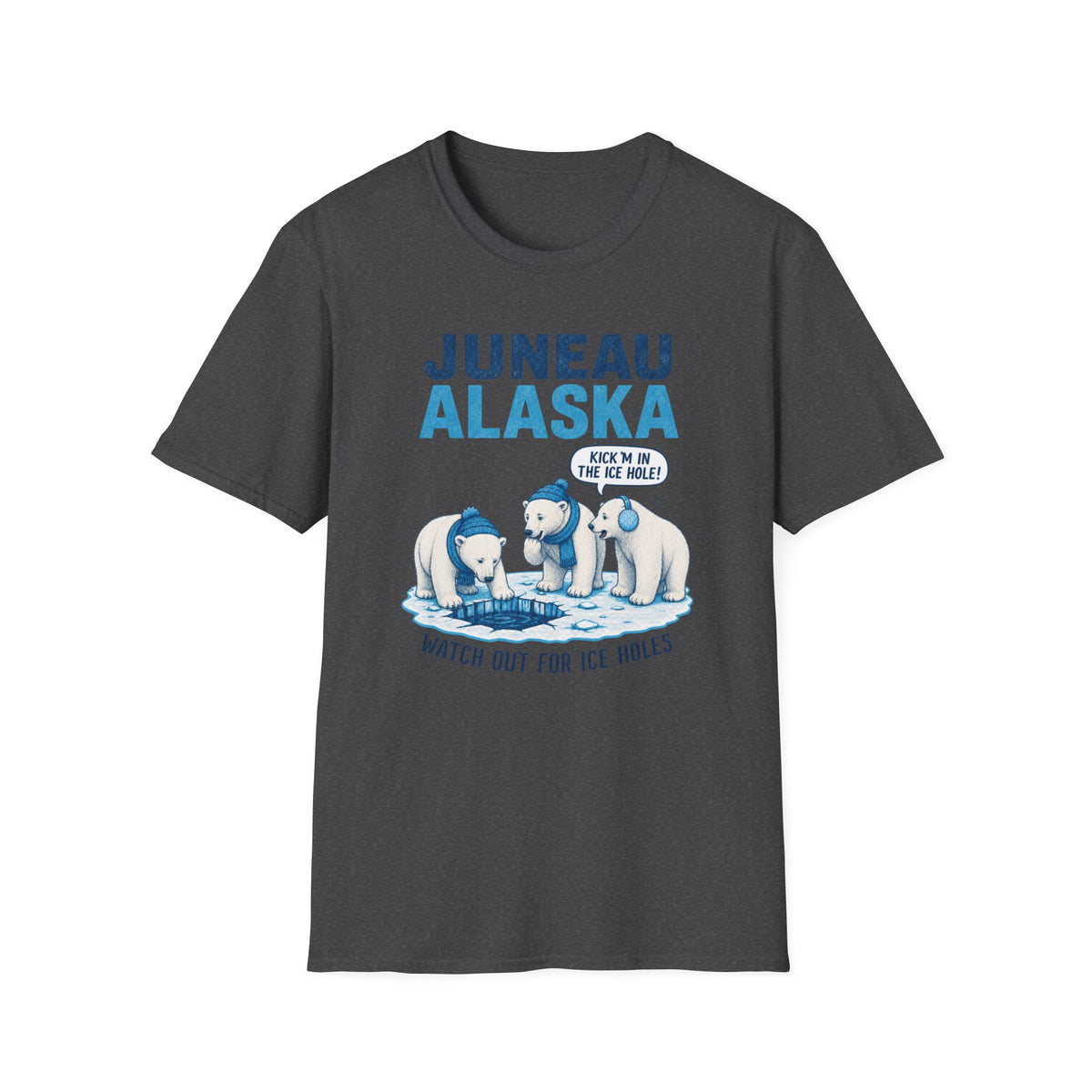 Juneau Alaska Polar Bears T-Shirt — ‘Watch Out for Ice Holes!’ Travel Souvenir Tee