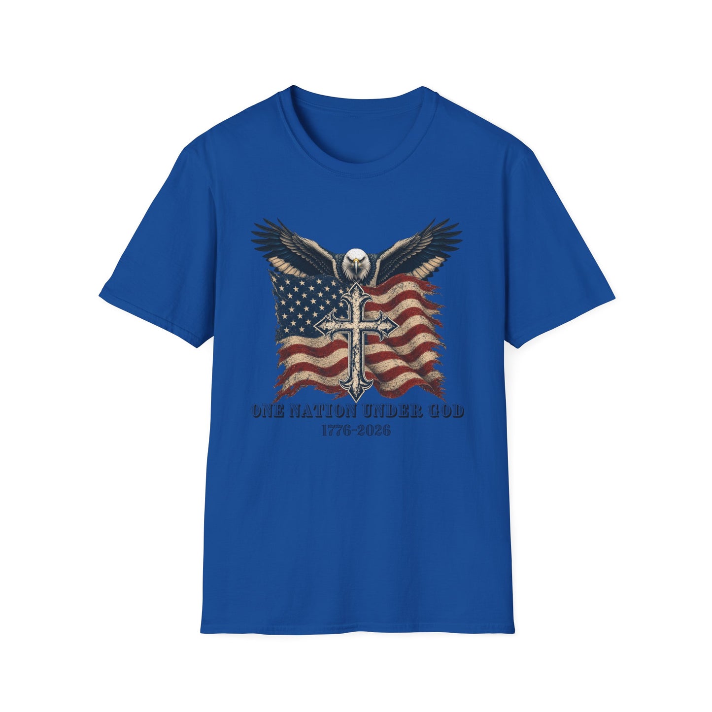 Patriotic Eagle Cross T‑Shirt — American Flag Faith Graphic