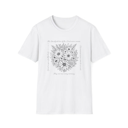 Floral Scripture T‑Shirt — "Be thankful" Daisy Bouquet Tee