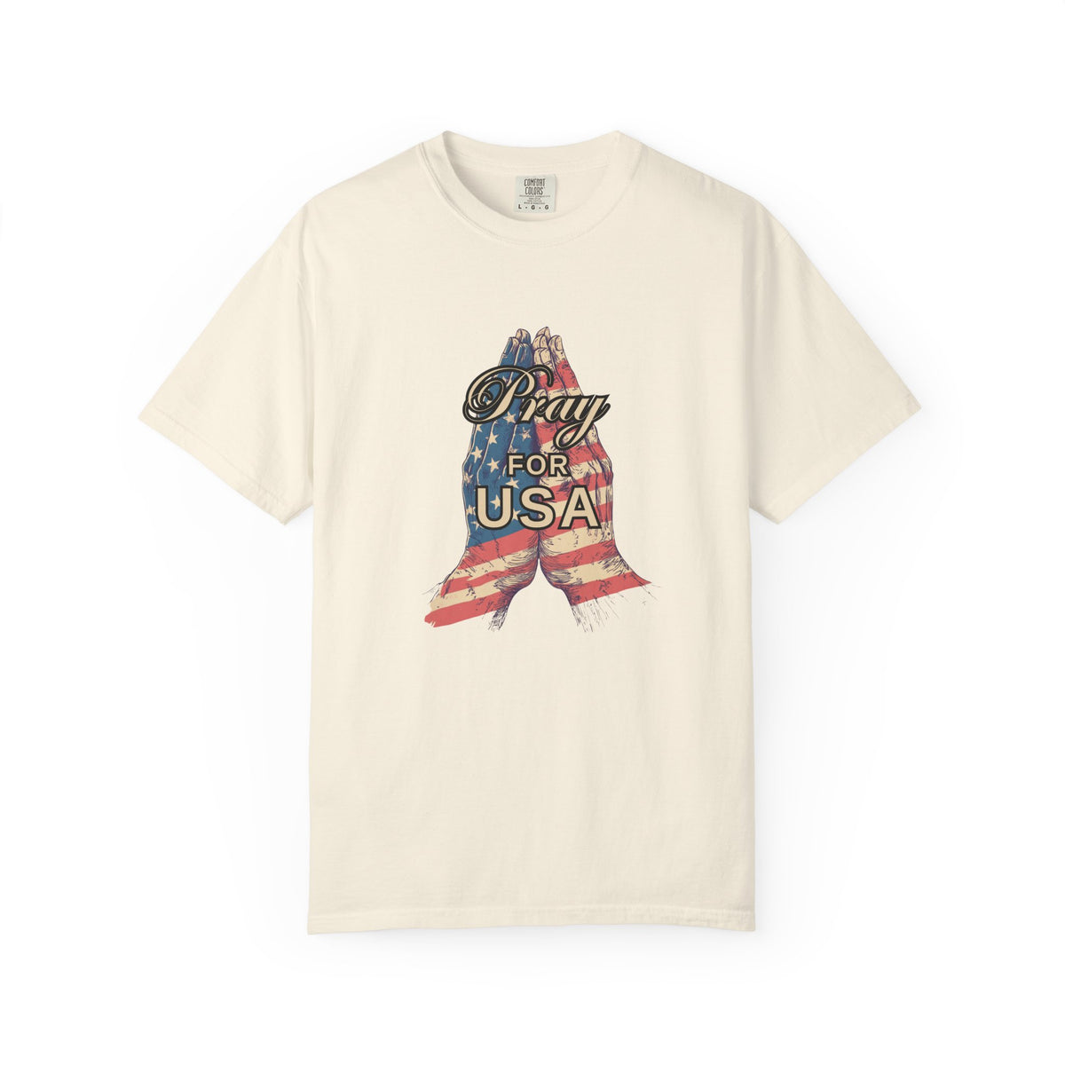 Pray for USA T-Shirt — Patriotic American Flag Praying Hands Tee
