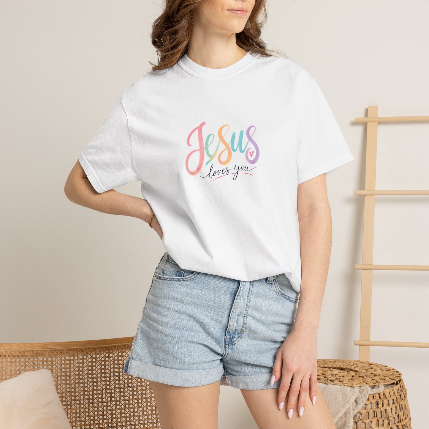 Jesus Loves You Pastel Rainbow T-Shirt