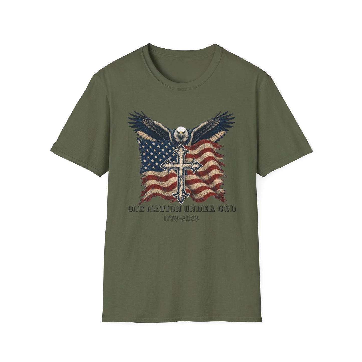 Patriotic Eagle Cross T‑Shirt — American Flag Faith Graphic