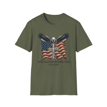 Patriotic Eagle Cross T‑Shirt — American Flag Faith Graphic