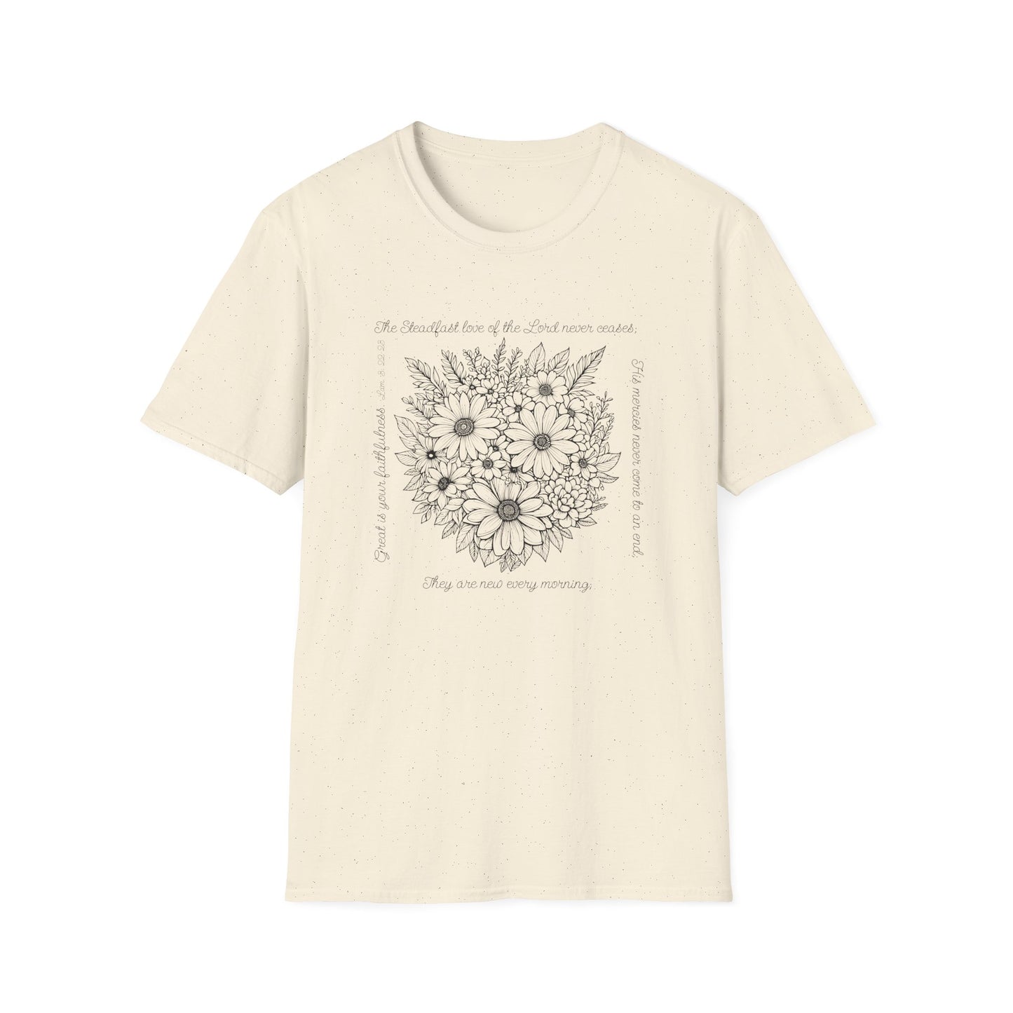 Floral Scripture T‑Shirt — "Be thankful" Daisy Bouquet Tee