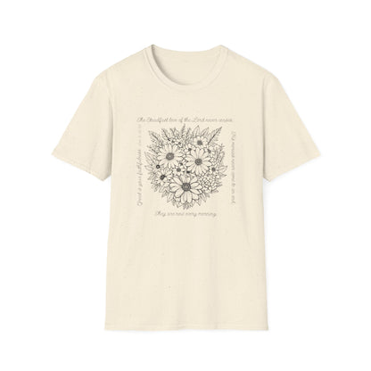 Floral Scripture T‑Shirt — "Be thankful" Daisy Bouquet Tee