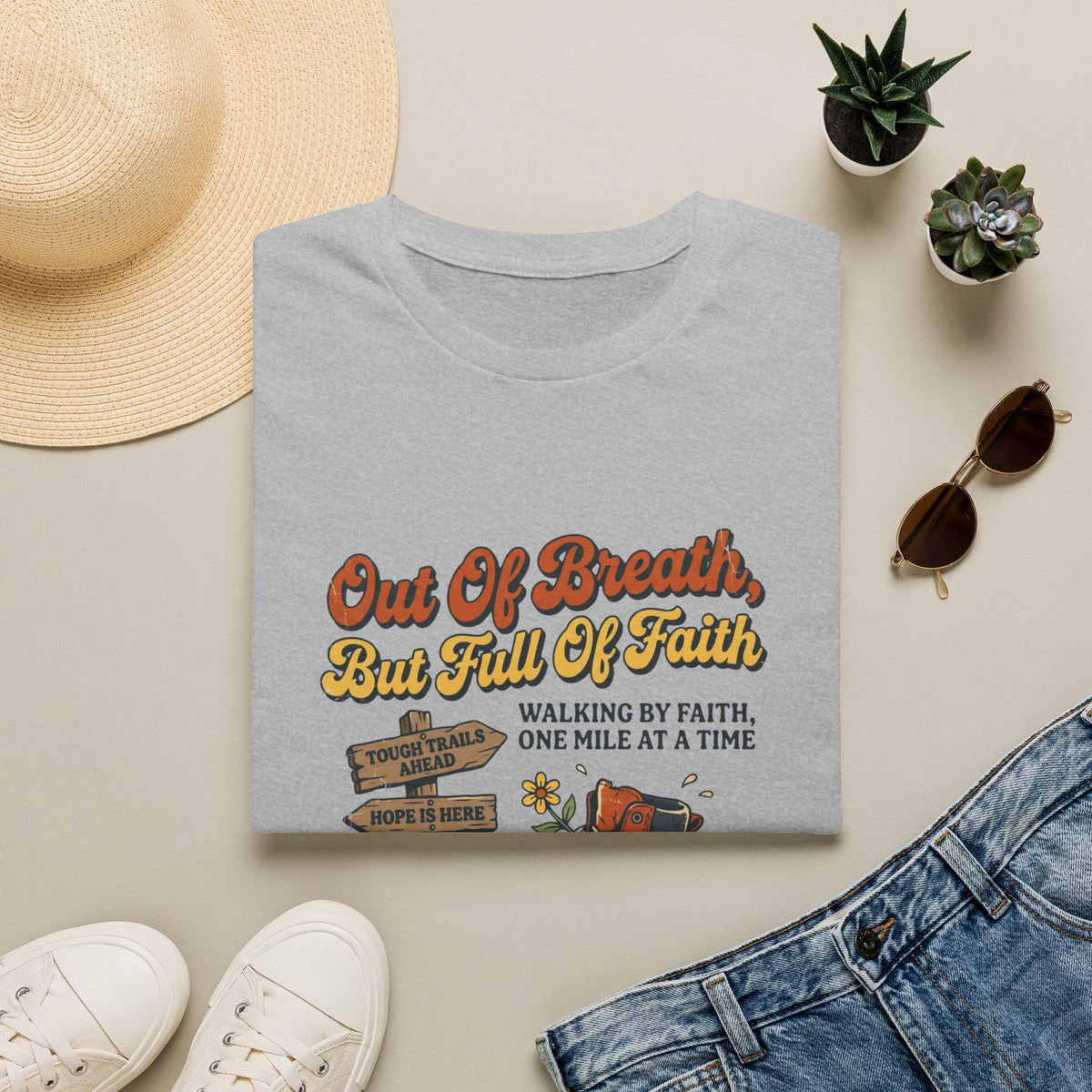 Out of Breath But Full of Faith Walking/ Hiking T Shirt