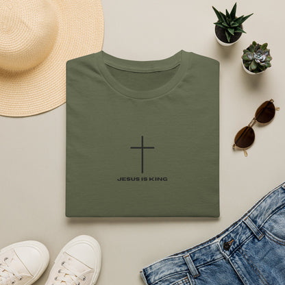 Minimal Cross “JESUS IS KING” Christian Faith Tee