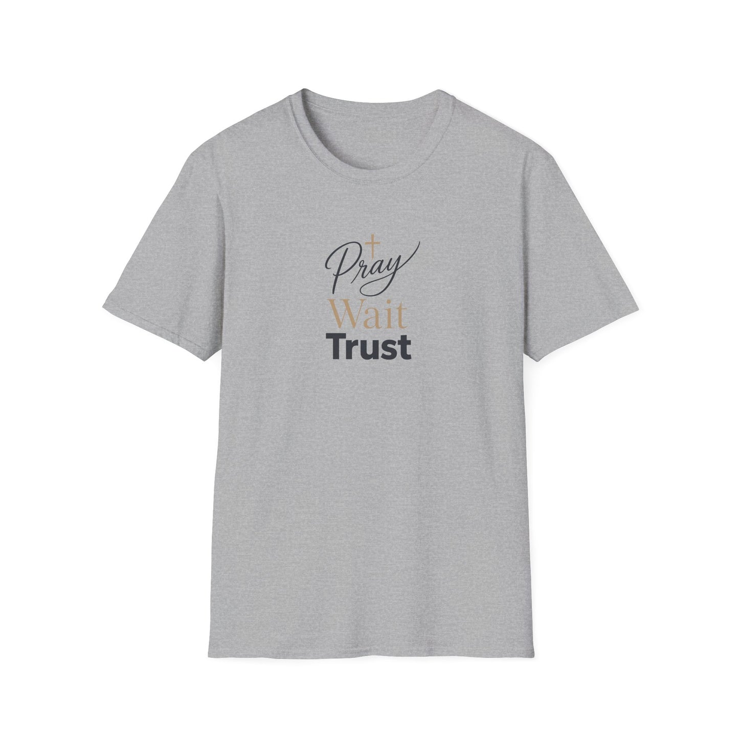 Pray Wait Trust T‑Shirt — Inspirational Christian Faith Tee