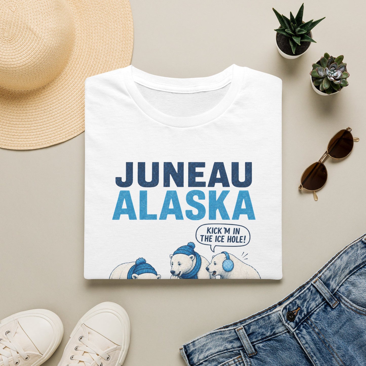 Juneau Alaska Polar Bears T-Shirt — ‘Watch Out for Ice Holes!’ Travel Souvenir Tee
