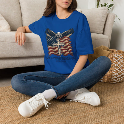 Patriotic Eagle Cross T‑Shirt — American Flag Faith Graphic