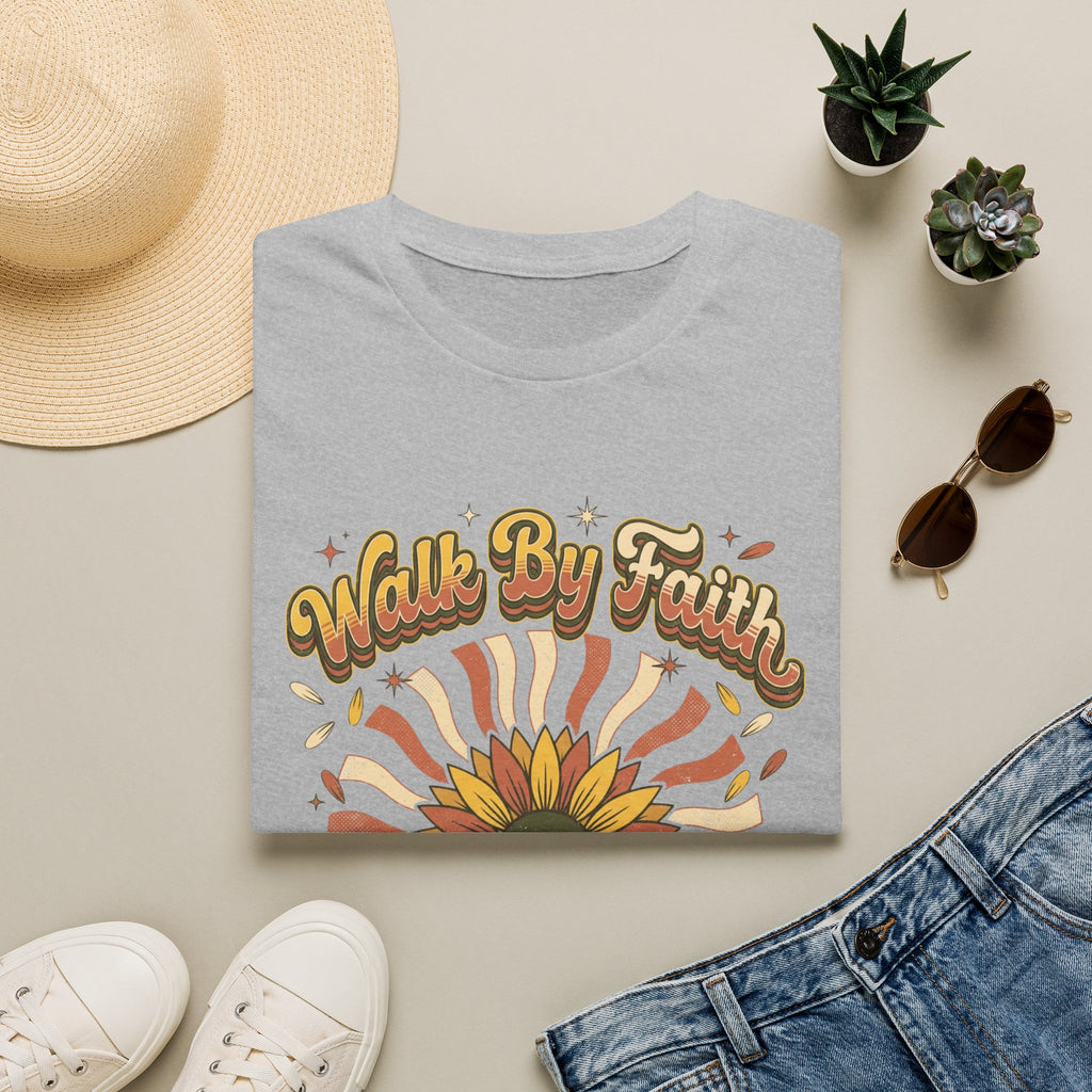 Walk by Faith Christian Sunflower Graphic T-Shirt