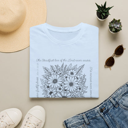 Floral Scripture T‑Shirt — "Be thankful" Daisy Bouquet Tee