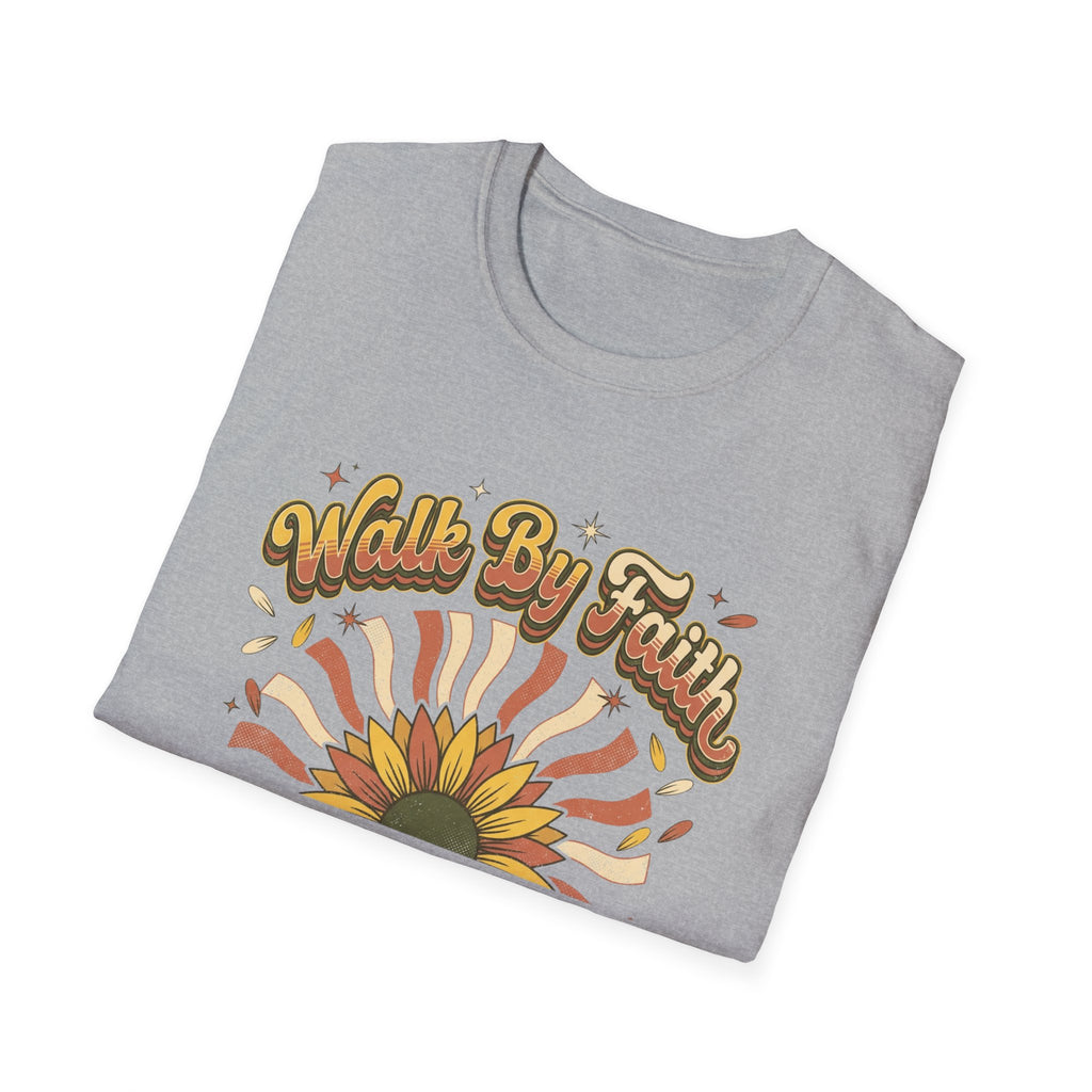 Walk by Faith Christian Sunflower Graphic T-Shirt