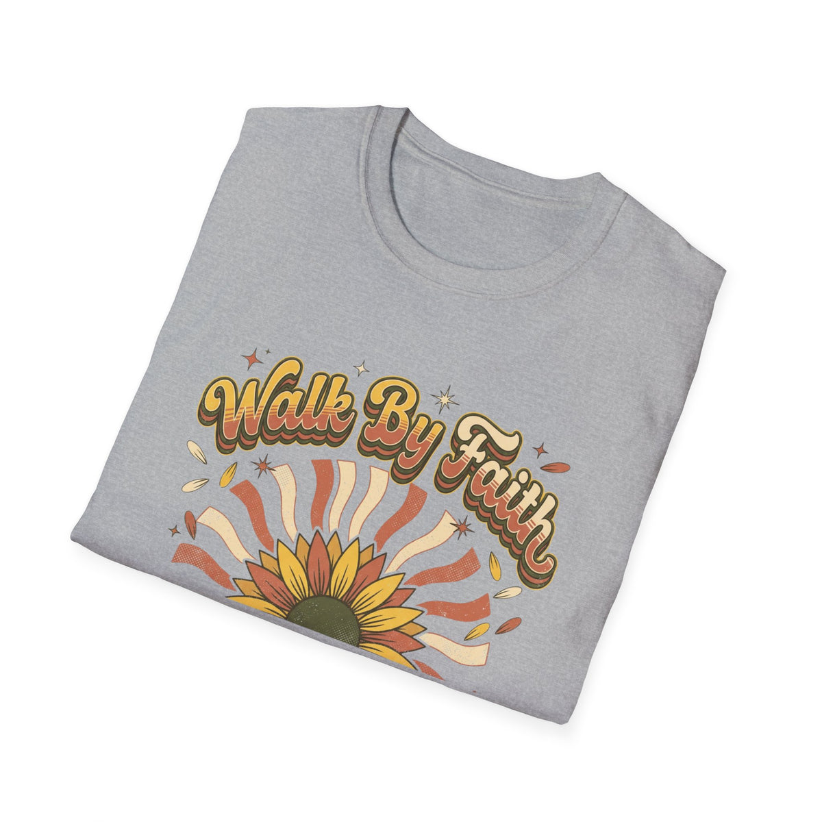Walk by Faith Christian Sunflower Graphic T-Shirt