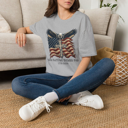Patriotic Eagle Cross T‑Shirt — American Flag Faith Graphic