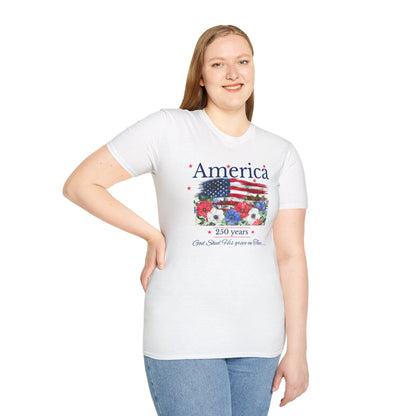 America 250th Birthday T-Shirt with "God Shed His Grace On Thee" words