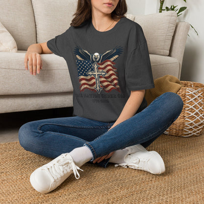 Patriotic Eagle Cross T‑Shirt — American Flag Faith Graphic